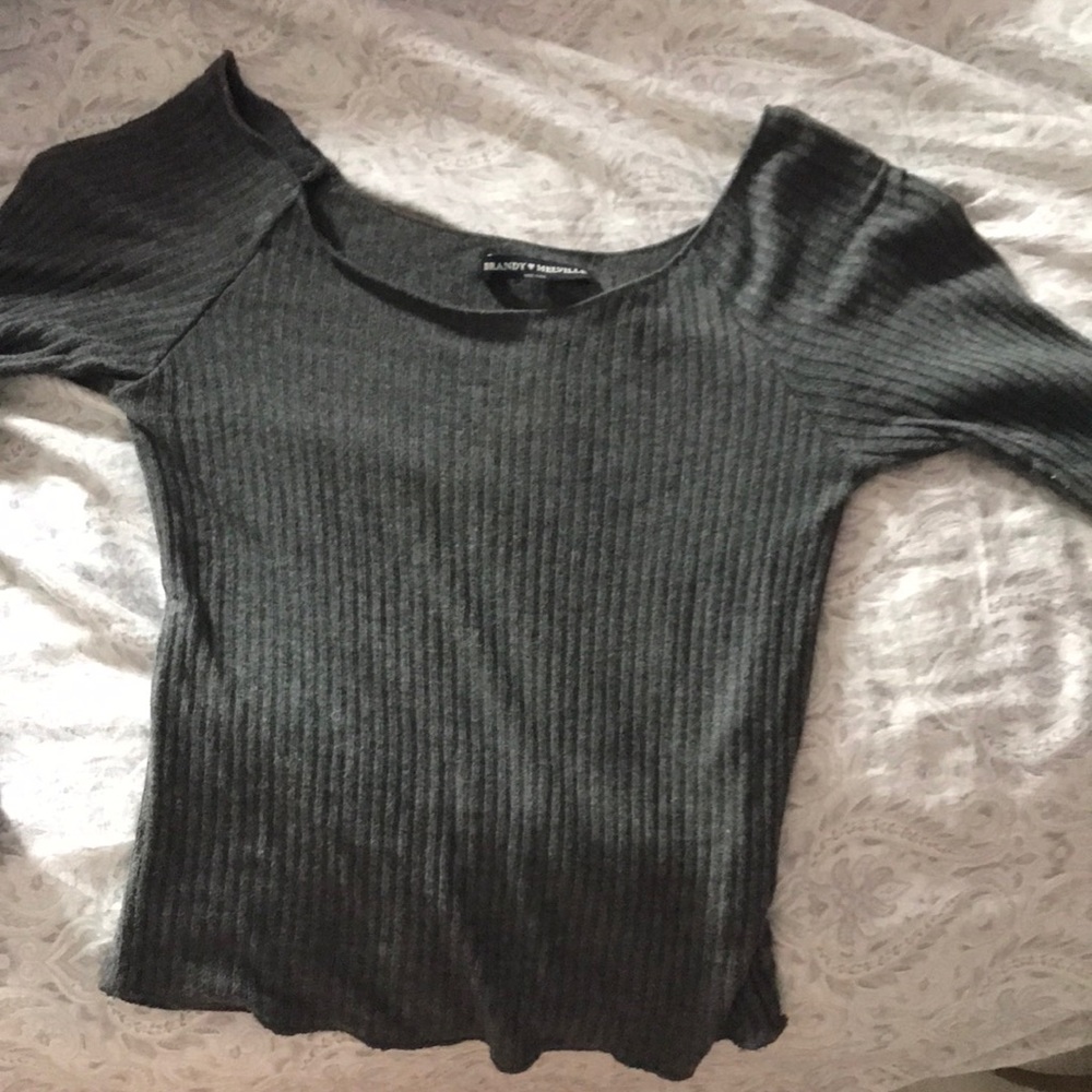 Brandy Grey mid crop long sleeve
